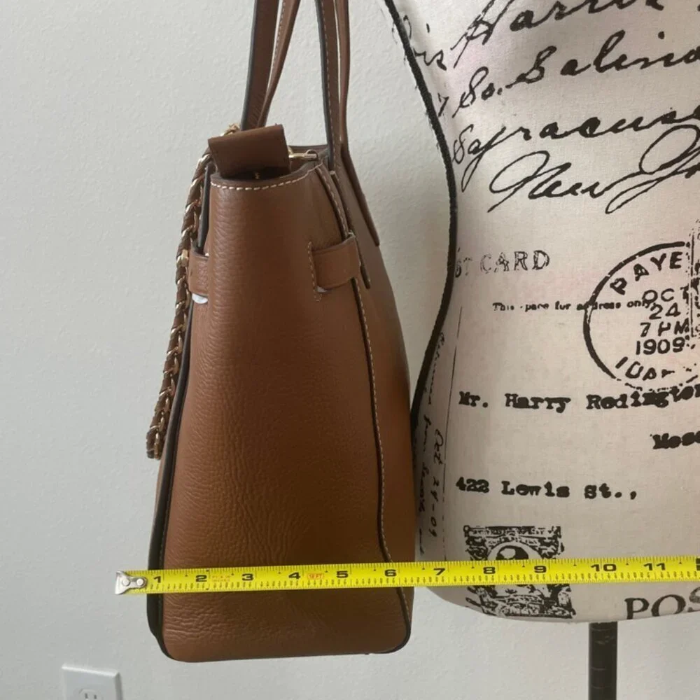 MICHAEL KORS CARMEN LARGE TOTE PEBBLE LEATHER CHESTNUT‎ GOLD VERSATILE CARRY ALL